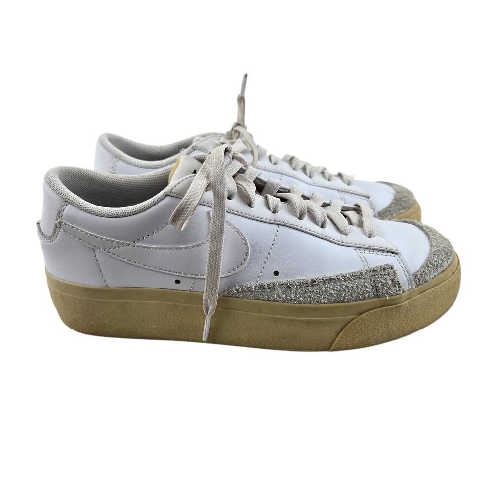 Nike Low Top Platform Leather Sneakers Womens 7.5 White Blazer Lemon Wash 2022